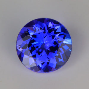 violet blue round brilliant tanzanite gemstone