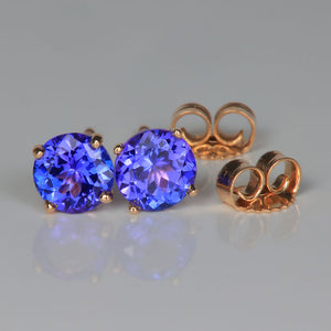Yellow gold tanzanite gemstone earring