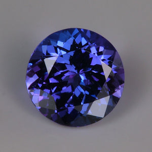violet blue round brilliant tanzanite gemstone
