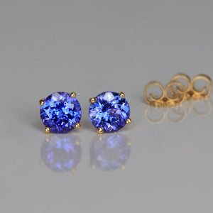 yellow gold tanzanite gemstone earrings