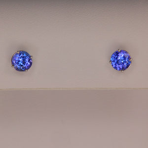 round brilliant tanzanite stud earrings