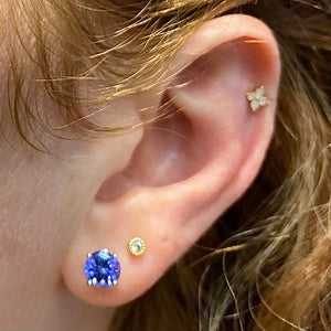 round brilliant tanzanite stud earrings