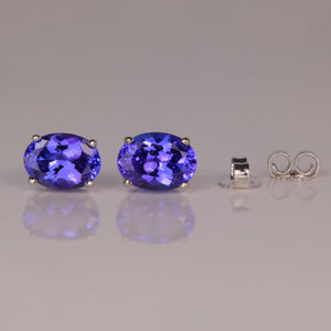 oval tanzanite earrings in white gold blue violet