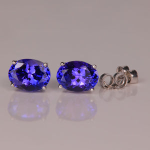 white gold oval cut tanzanite gemstone earrings