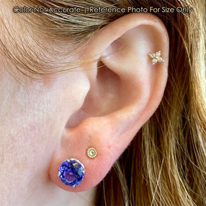 tanzanite stud earrings size on ear