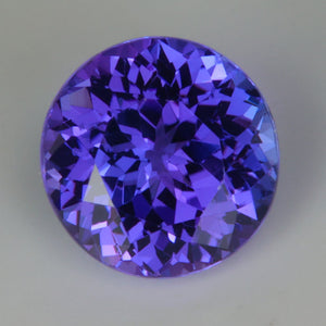 mostly violet tanzanite gemstone round brilliant cut