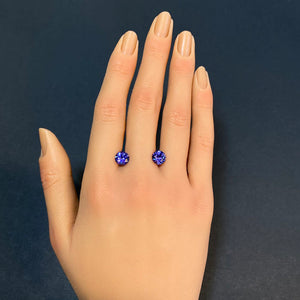 Pair of Round Brilliant Cut Tanzanites 3.61 Total Carats