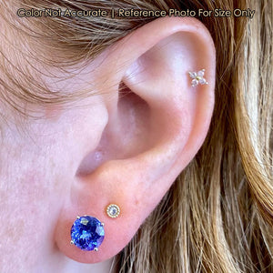 round tanzanite earrings size