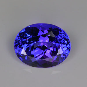 Oval cut tanzanite gemstone mostly violet color