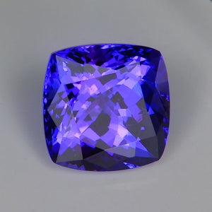 tanzanite gemstone square cushion cut blue violet color