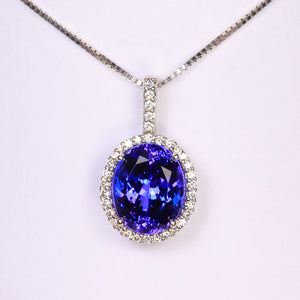 white gold tanzanite diamond pendant