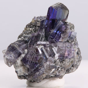 Natural unheated tanzanite crystal cluster on matrix graphite