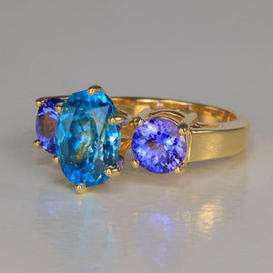 tanzanite accented ring blue zircon gemstone