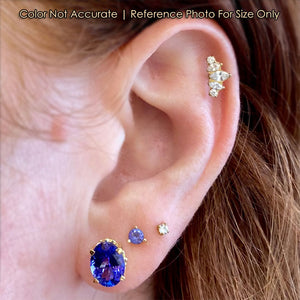 tanzanite sud earrings on ear size oval cut