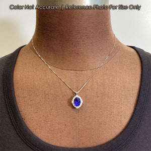 blue violet oval tanzanite pendant size to bust