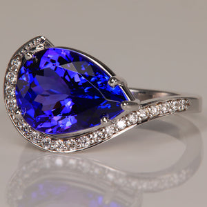 white gold pear shape tanzanite ring