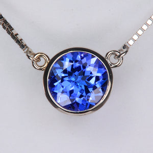 white gold tanzanite necklace with box link chain