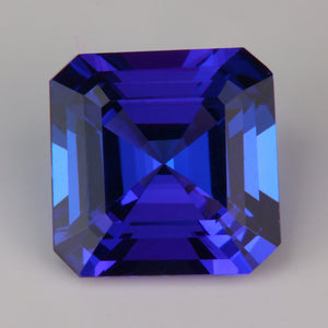 blue and violet tanzanite gemstone square step cut