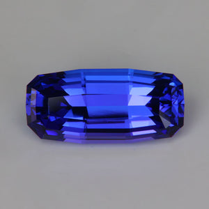 violet blue tapered emerald cut tanzanite gemstone