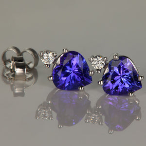 TanzaniteHeart and Diamond Stud Earrings.