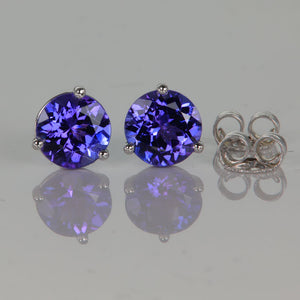 1.87ctw Carats Round Tanzanite Stud Earrings