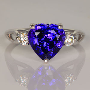 ON HOLD JK Tanzanite Heart Ring 3.49 Carats With Diamond Accent