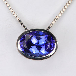 oval bezel set tanzanite gemstone pendant