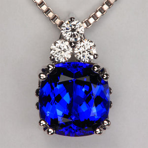 Tanzanite Pendant in 14kt White Gold with Fine Diamonds 8.45 Carats