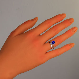 14k white gold tanzanite heart ring diamonds