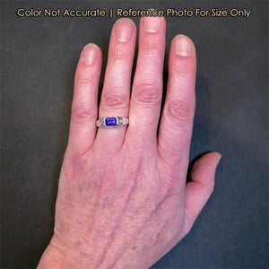 size of white gold tanzanite gemstone and diamond ring