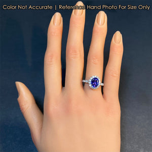 hand size of tanzanite and diamond ring