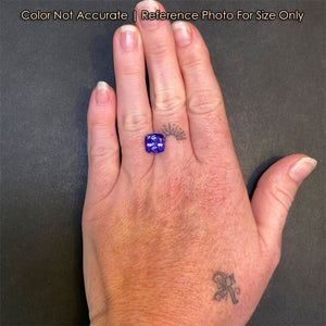 square tanzanite gemstone size to hand