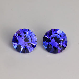 tanzanite pair round brilliant exceptional cut gems