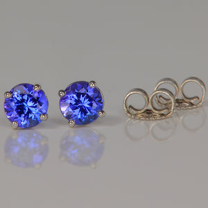 round violet blue tanzanite studs