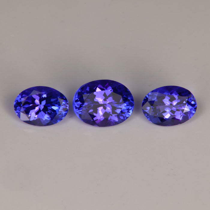 oval cut tanzanite trio of gemstones violet
