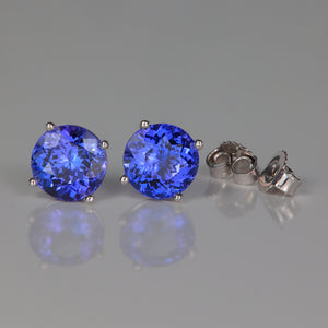 white gold tanzanite gemstone stud earrings