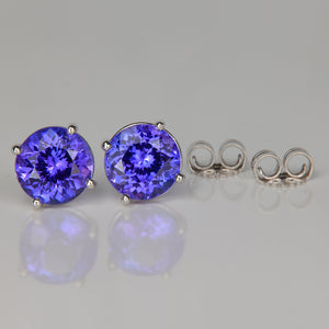 white gold round brilliant tanzanite studs