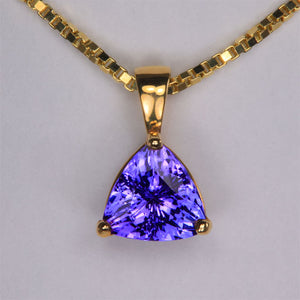 14K Yellow Gold Trilliant Cut Tanzanite Pendant