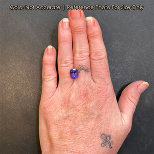size of tanzanite gemstone on hand antique cushion cut