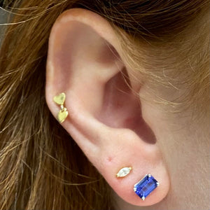 emerald cut tanzanite stud earrings white gold