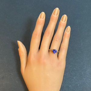 tanzanite ring heart shape brilliant yellow gold