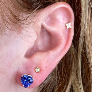 white gold tanzanite heart stud earrings