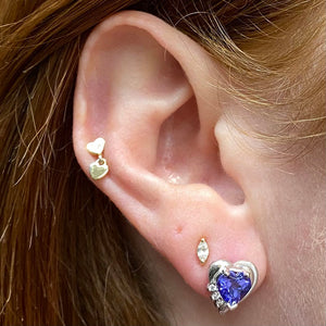 heart shape tanzanite studs with diamonds
