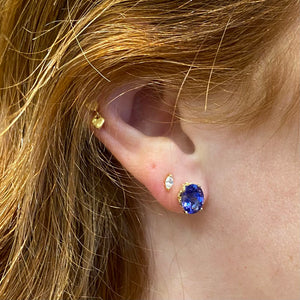 oval tanzanite fleur de lis earring