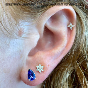 tanzanite single pear shape earring size