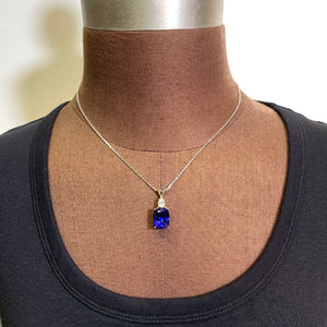 antique cushion tanzanite pendant diamond white gold