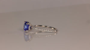 14K White Gold Round Brilliant Tanzanite And Diamond Accented Ring 1.88cts