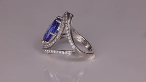 Platinum Marquise Brilliant Tanzanite and Diamond Ring 3.80 Carats