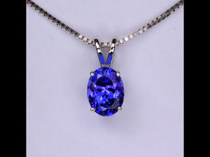 14K White Gold Oval Tanzanite Pendant 1.45 Carats (Chain Not Included)
