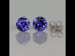 1.87ctw Carats Round Tanzanite Stud Earrings